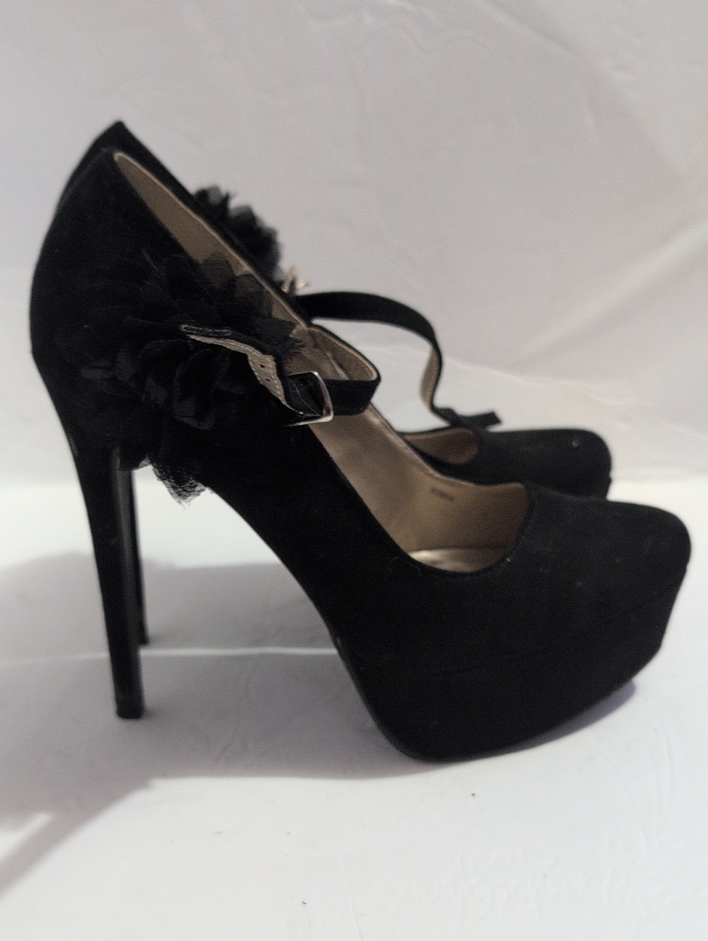 Charlotte Russe Black Floral Mary Jane Platform Heels